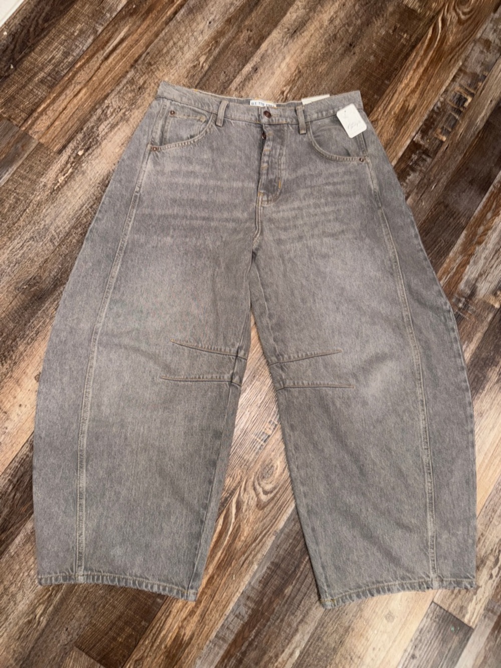 We The Free Washed Gray Cropped Wide-Leg Jeans